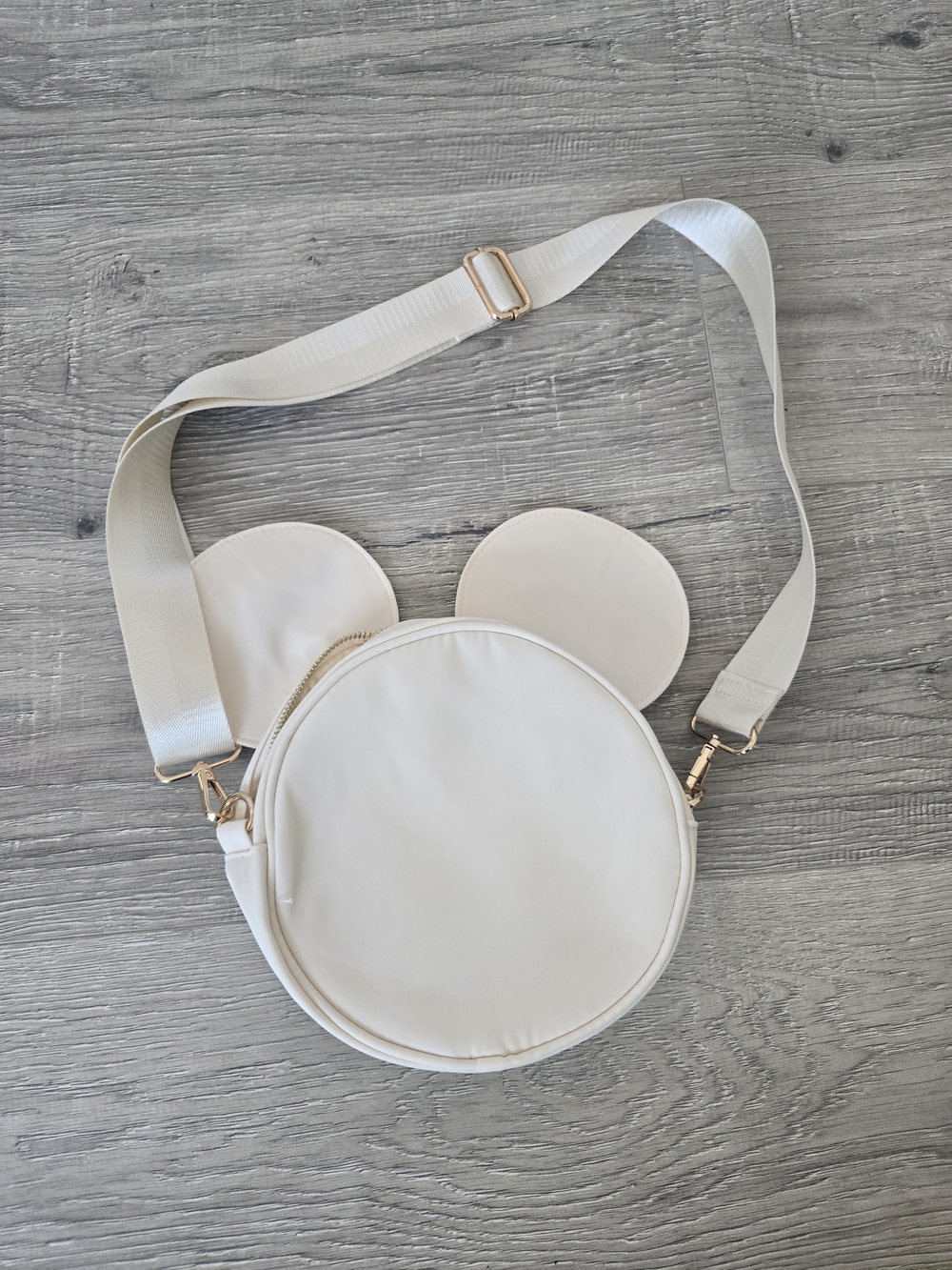 Round Cream Crossbody Bag with Ear Detail
